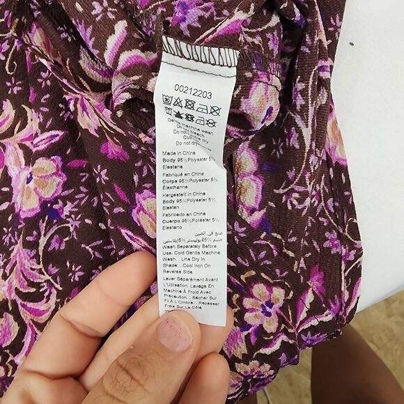 Avenue Womens Size 20 Brown Floral Paisley Potion Button Up Button Sleeve Blouse - Picture 6 of 9